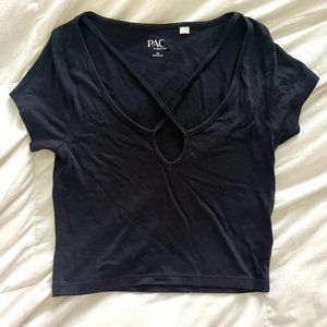 Small Black Tee with Cross-Neck String